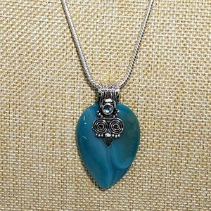 Agate topaz necklace, 925 silver botswana agate topaz pendant long necklace